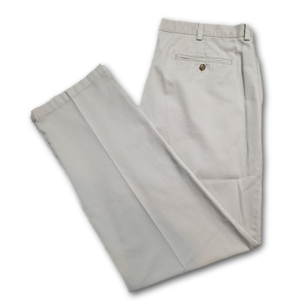 L.L.Bean Natural Fit Mens Pants Khaki 38x34 Woven Pockets Belt Loops Beige 100%